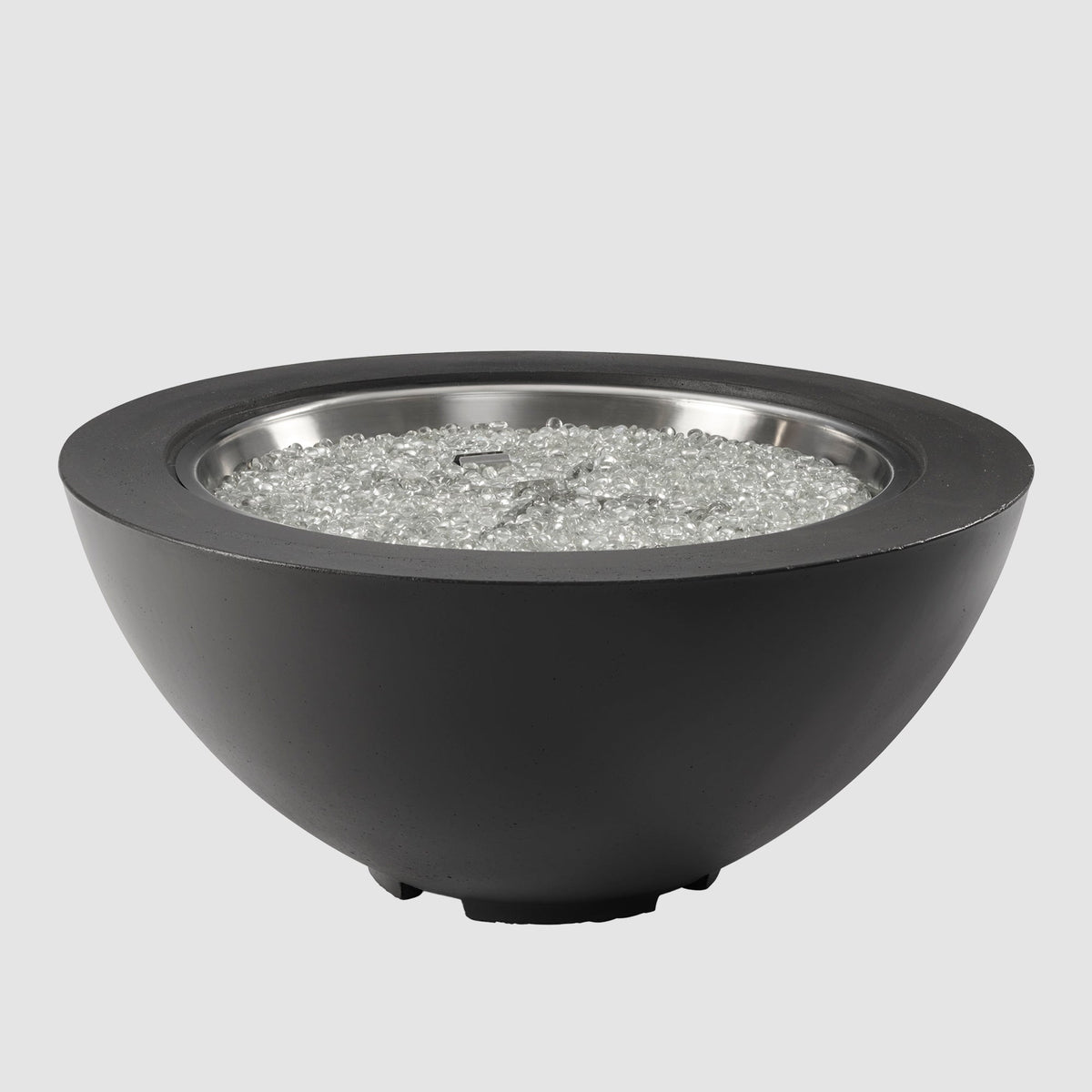 42-inch Cove Concrete round gas fire pit bowl in Midnight Mist, unlit