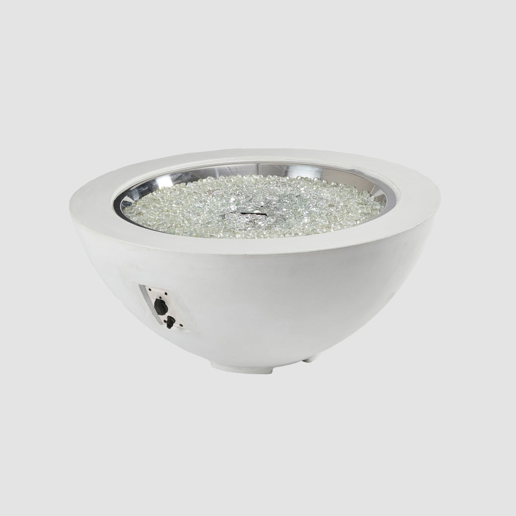 42-inch Cove Concrete round gas fire pit bowl in White, unlit