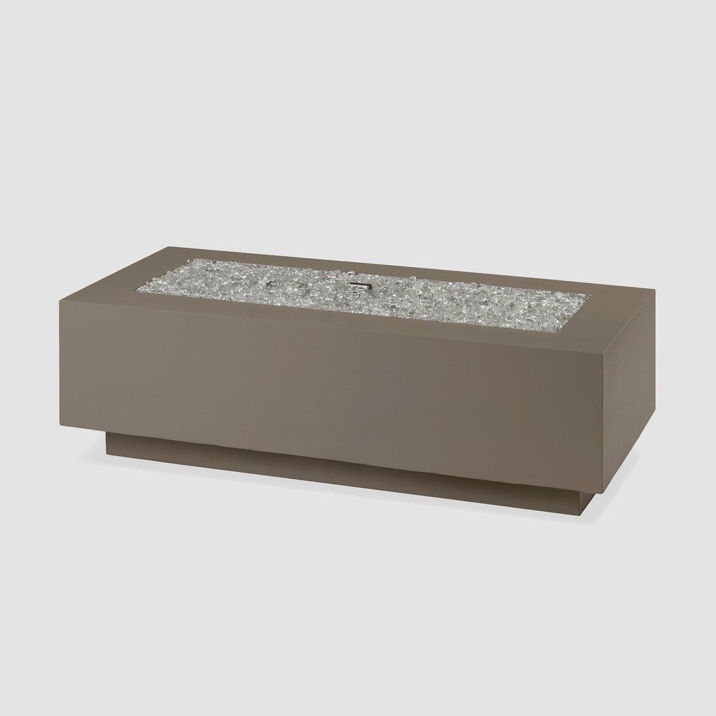 54-inch Cove Concrete linear gas fire pit in Earth Stone, unlit