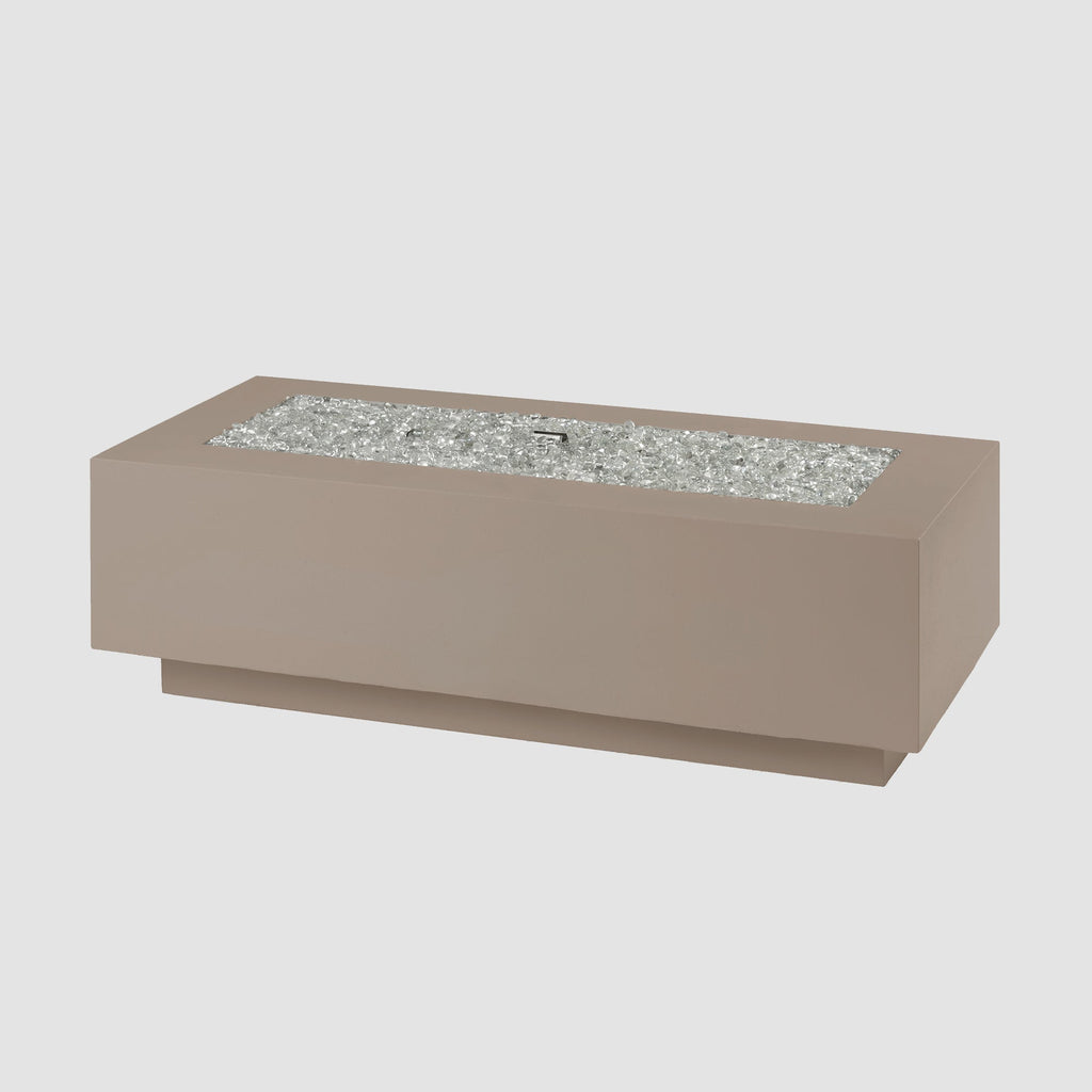 54-inch Cove Concrete linear gas fire pit in Latte, unlit