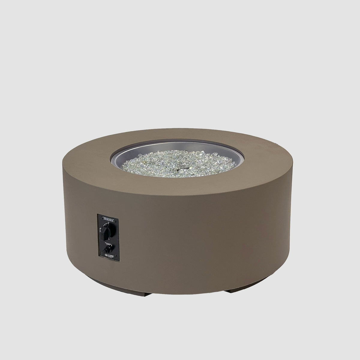36-inch Cove Concrete round gas fire pit table in Earth Stone, unlit