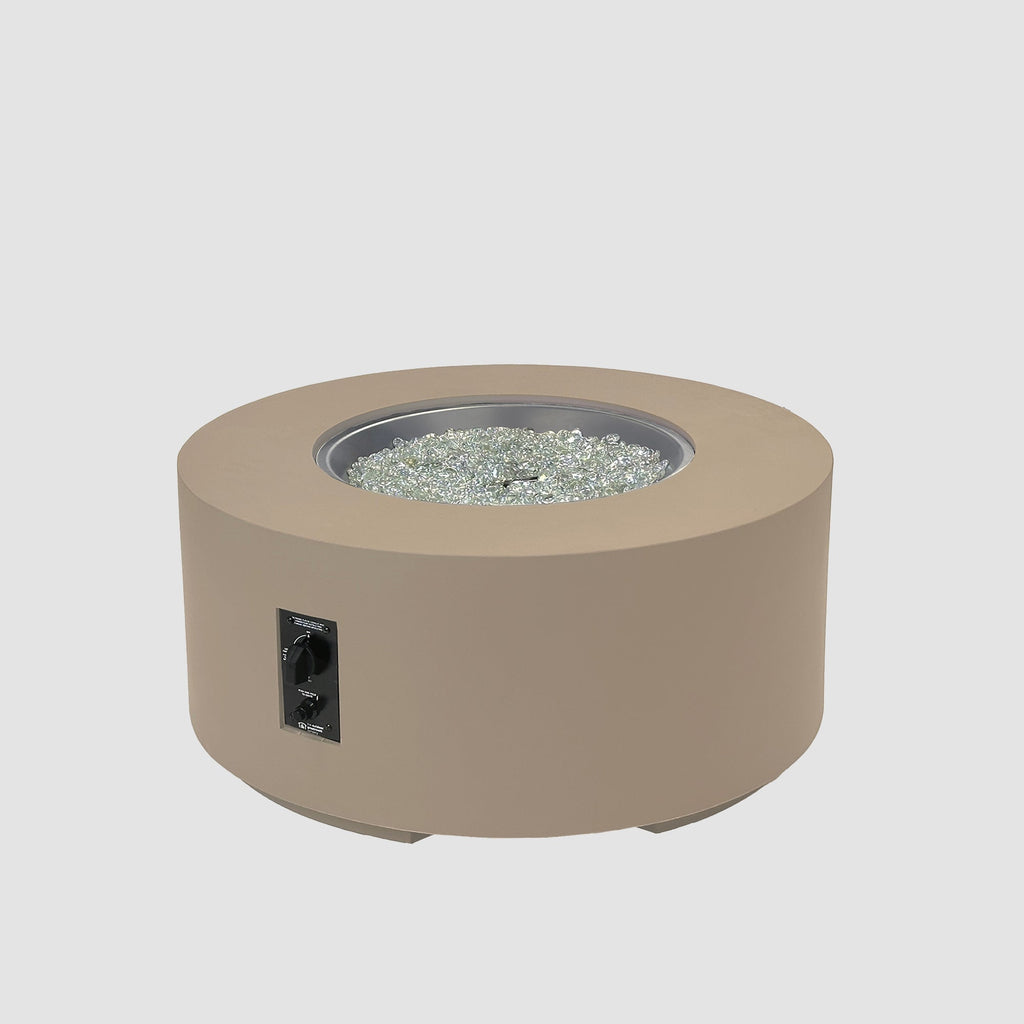 36-inch Cove Concrete round gas fire pit table in Latte, unlit