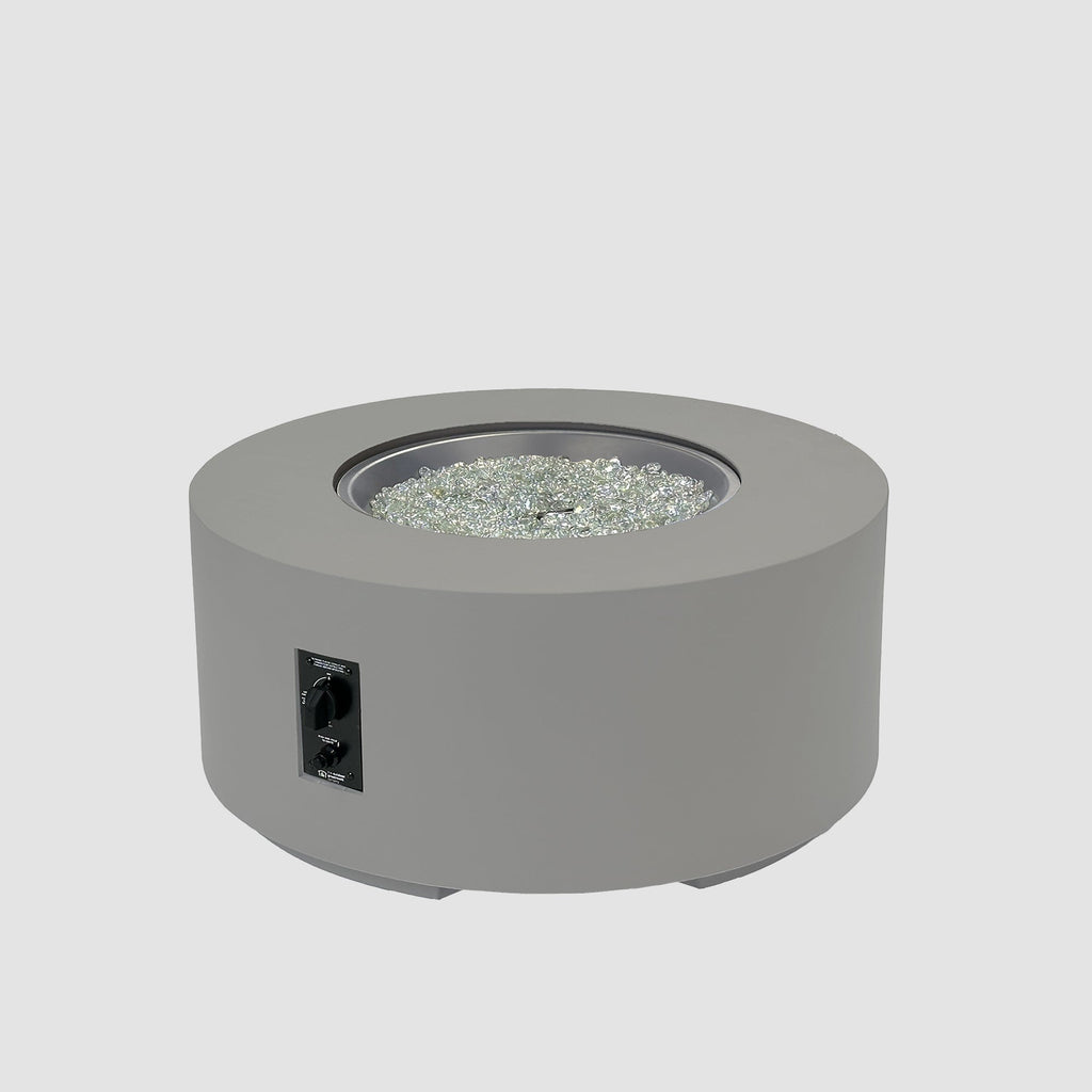 36-inch Cove Concrete round gas fire pit table in Natural Grey, unlit