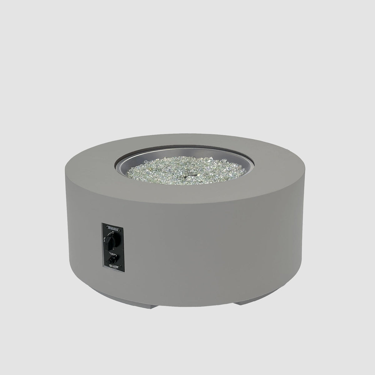 36-inch Cove Concrete round gas fire pit table in Natural Grey, unlit