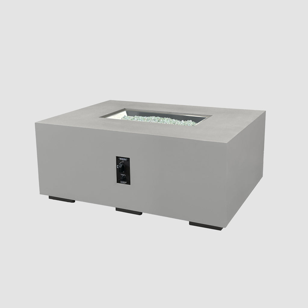 48-inch Cove Concrete Linear gas fire pit in Natural Grey, unlit