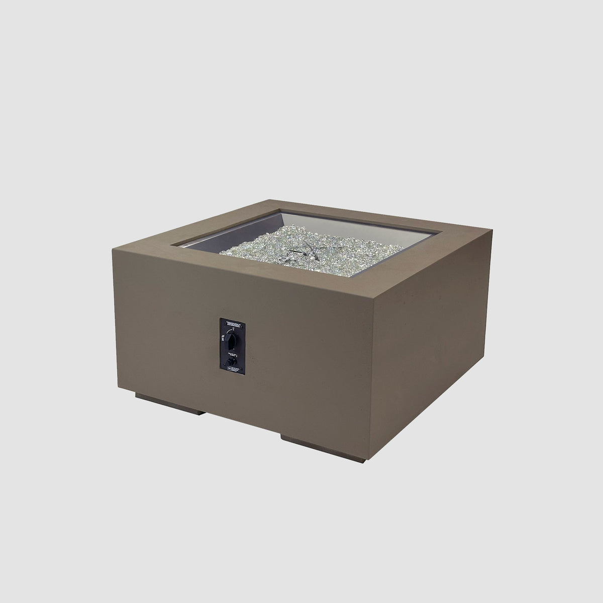 36-inch Cove Concrete square gas fire pit table in Earth Stone, unlit