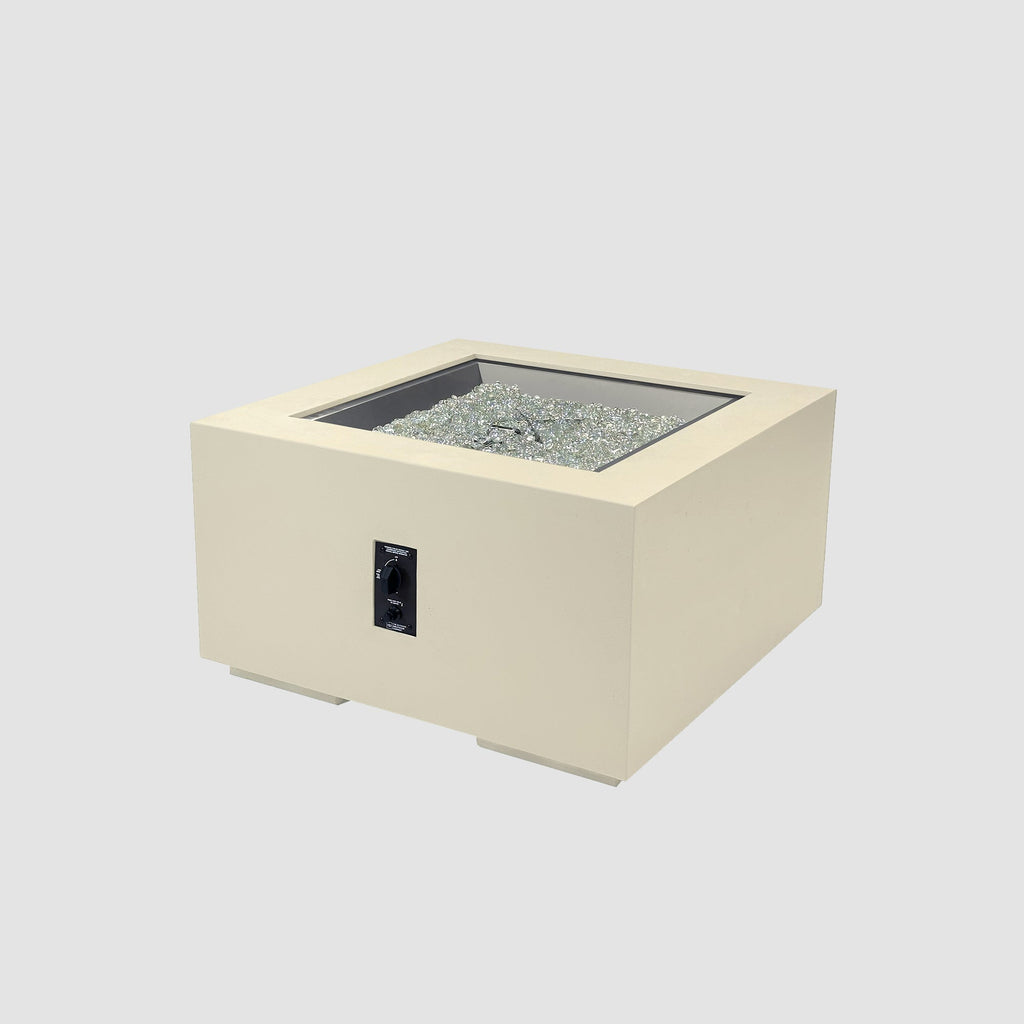 36-inch Cove Concrete square gas fire pit table in Linen, unlit