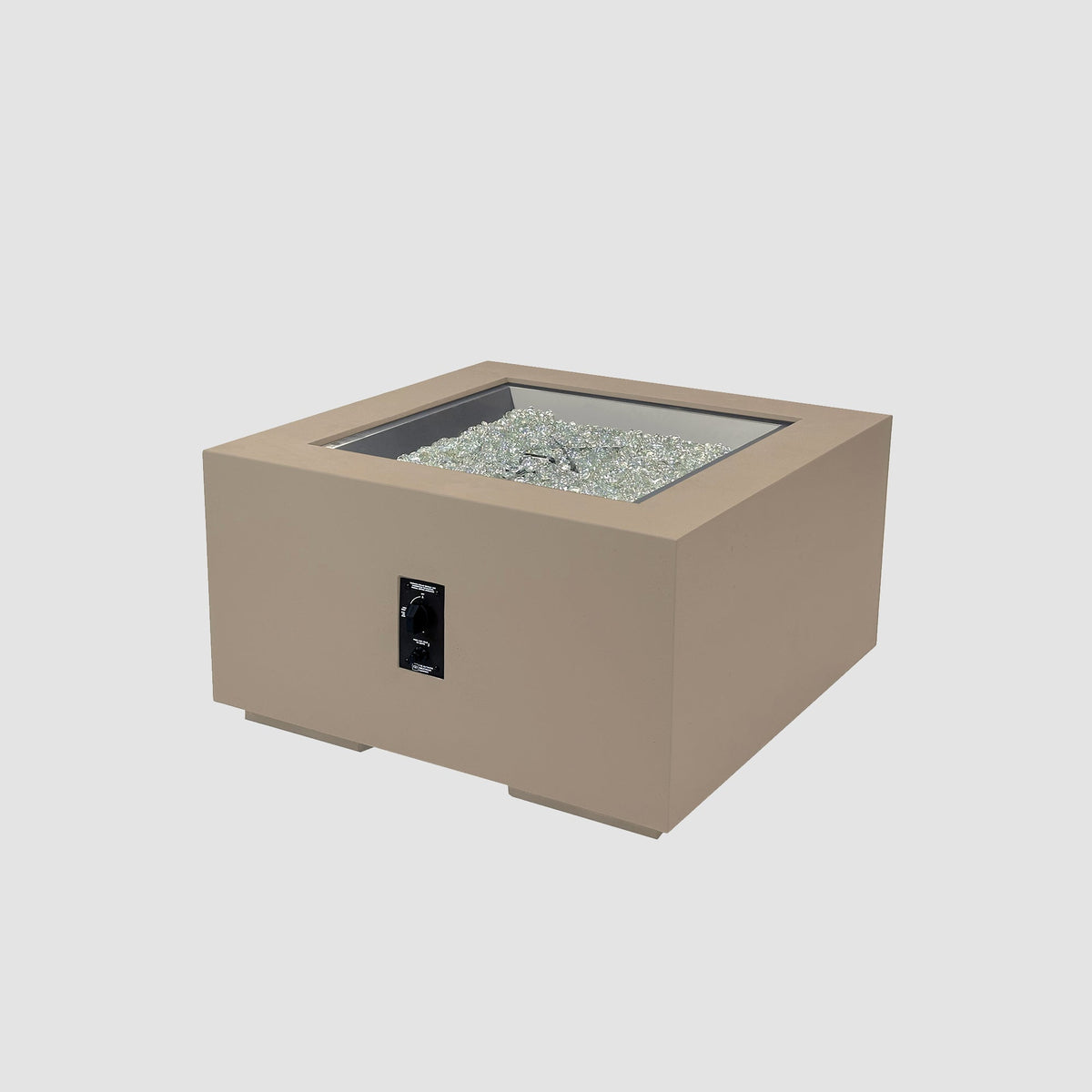 36-inch Cove Concrete square gas fire pit table in Latte, unlit