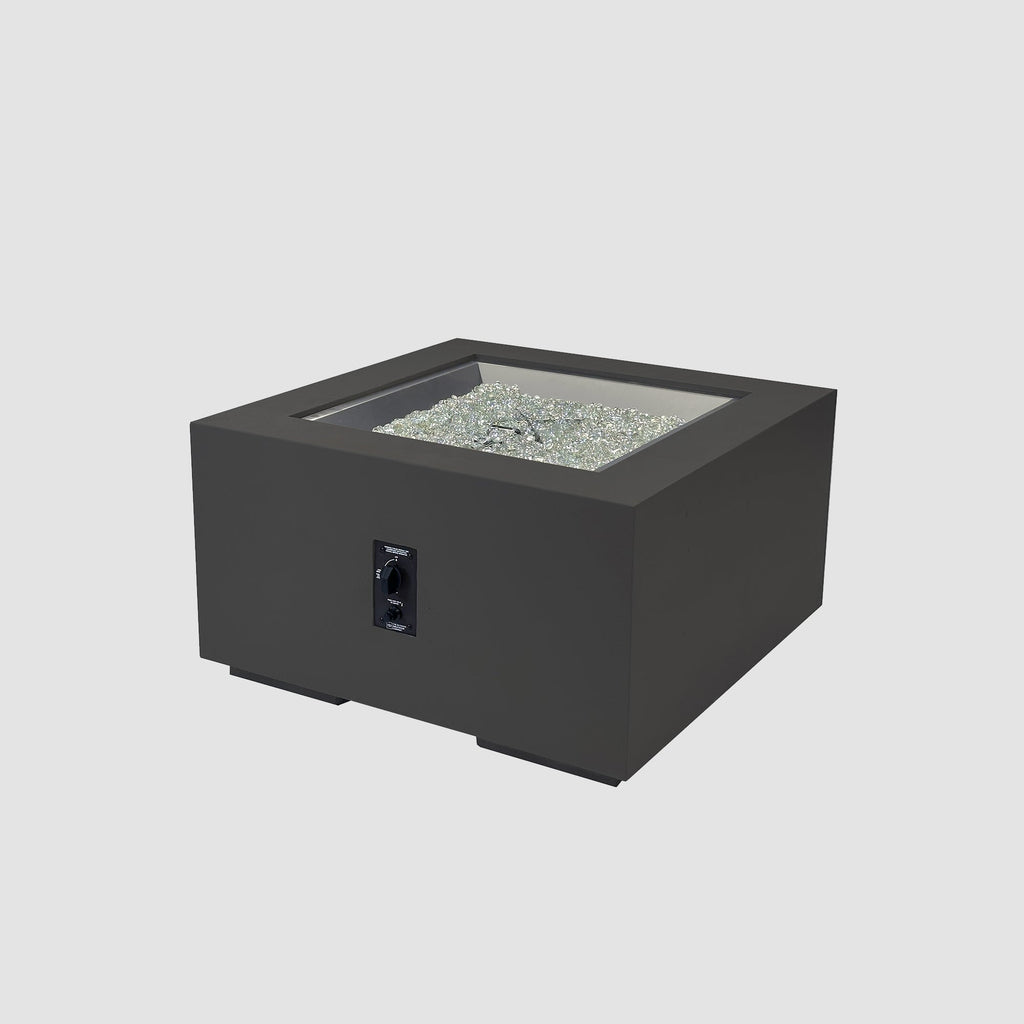 36-inch Cove Concrete square gas fire pit table in Midnight Mist, unlit