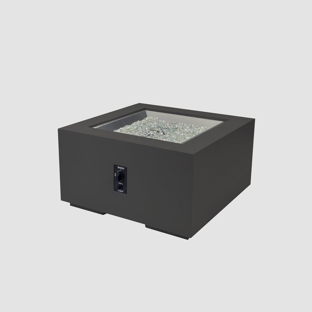 36-inch Cove Concrete square gas fire pit table in Midnight Mist, unlit