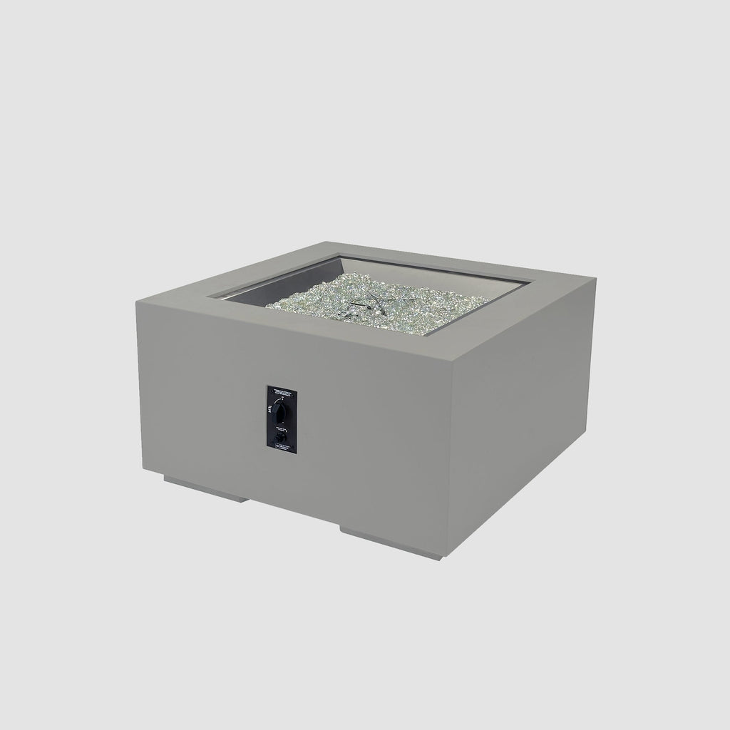36-inch Cove Concrete square gas fire pit table in Natural Grey, unlit