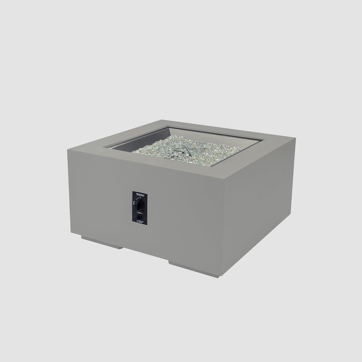 36-inch Cove Concrete square gas fire pit table in Natural Grey, unlit
