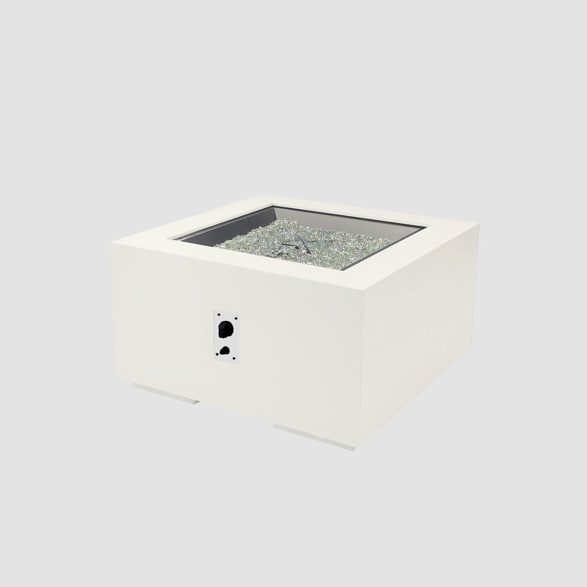 36-inch Cove Concrete square gas fire pit table in White, unlit