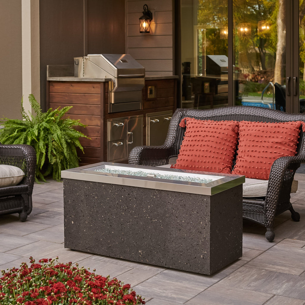 Key Largo 48 Inch Rectangular Stucco Natural Gas Fire Pit Table