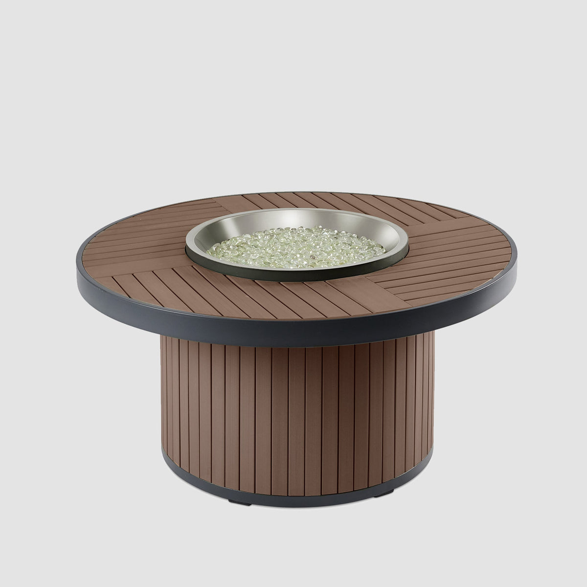 Kenwood Round Chat Height Gas Fire Pit Table in Umber Brown