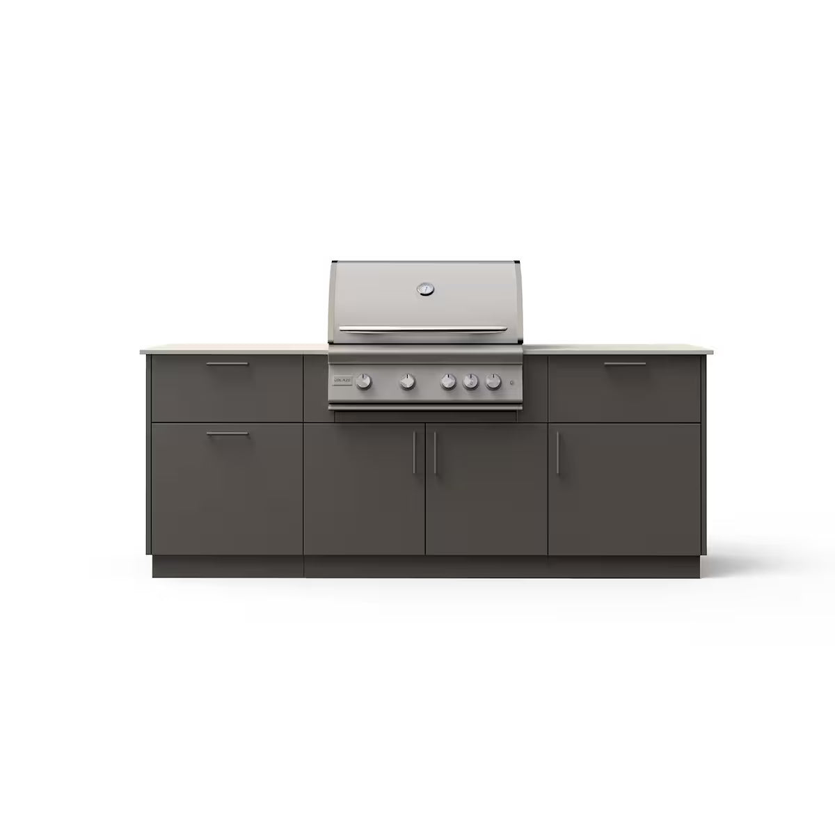 Blaze Sunrise 8-Ft Outdoor Kitchen Island w/ 32-Inch LTE+ Propane Grill in Gunmetal w/ Keon Countertop