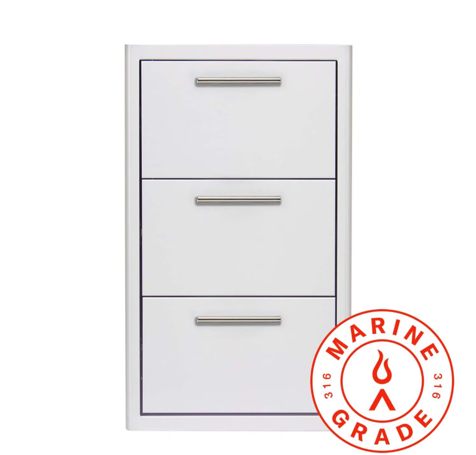 Blaze Marine Grade Stainless Steel 16-in Triple Access Drawer w/ LED Lighting - BLZ-DRW3-R-LT-MG