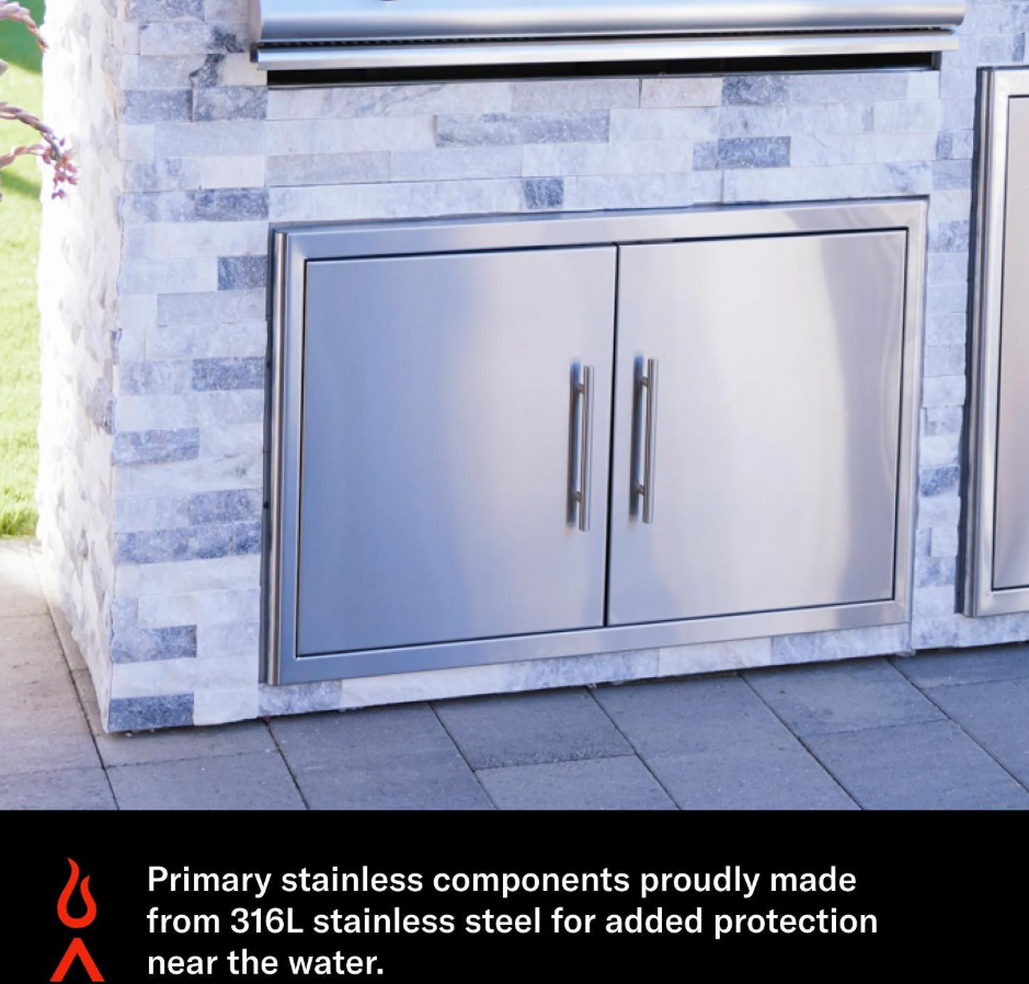 Blaze Marine Grade Stainless Steel 32-in Double Access Door w/ Paper Towel Holder - BLZ-AD32-R-SC-MG