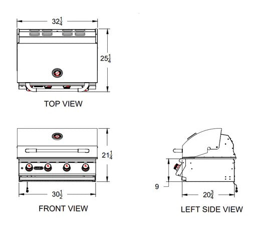 Bull Lonestar Select 30-Inch 4-Burner Built-In Gas Grill (87048/9)