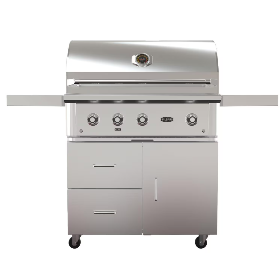 Parrilla a gas Wildfire Ranch Pro de 36 pulgadas, 3 quemadores, acero inoxidable 304, con quemador trasero infrarrojo 