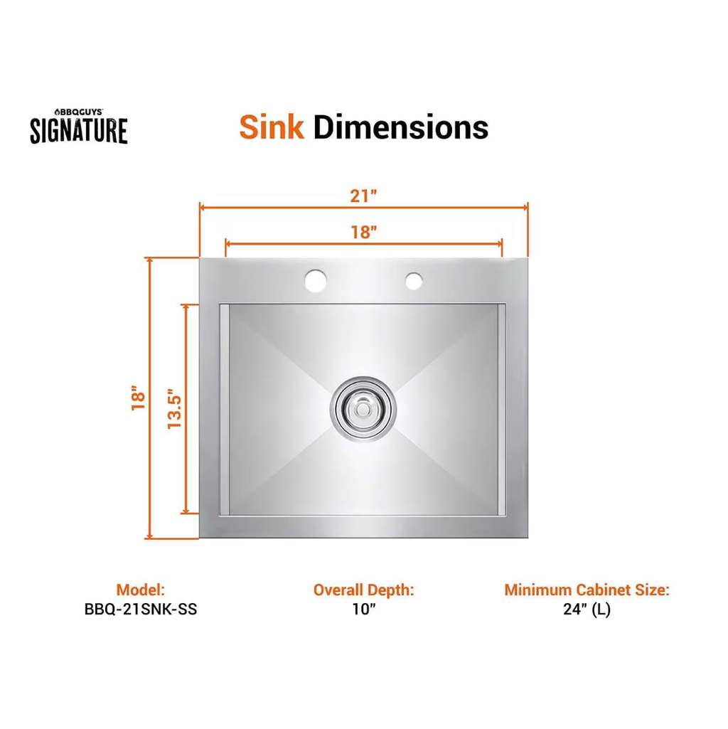 Signature 21-in Outdoor Rated Stainless Steel Drop-In Sink with Hot/Cold Faucet