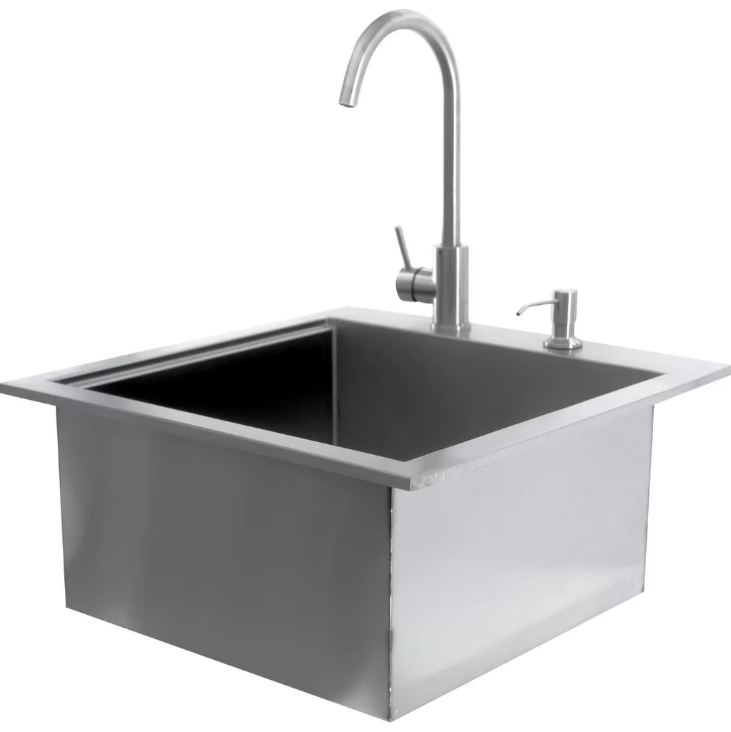 Signature 21-in Outdoor Rated Stainless Steel Drop-In Sink with Hot/Cold Faucet