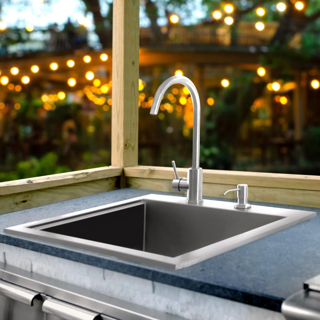 Signature 21-in Outdoor Rated Stainless Steel Drop-In Sink with Hot/Cold Faucet