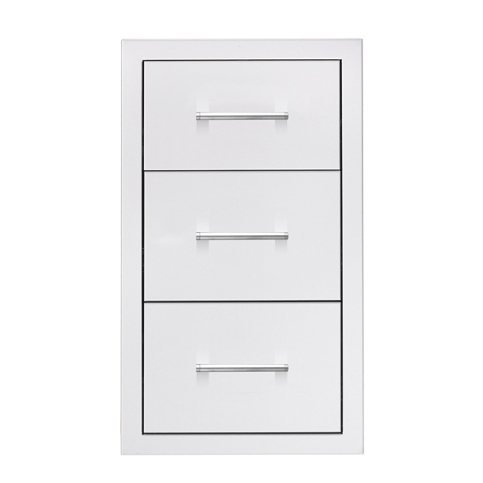 TrueFlame 17-Inch Stainless Steel Flush Mount Triple Access Drawer (DR3-17-A)