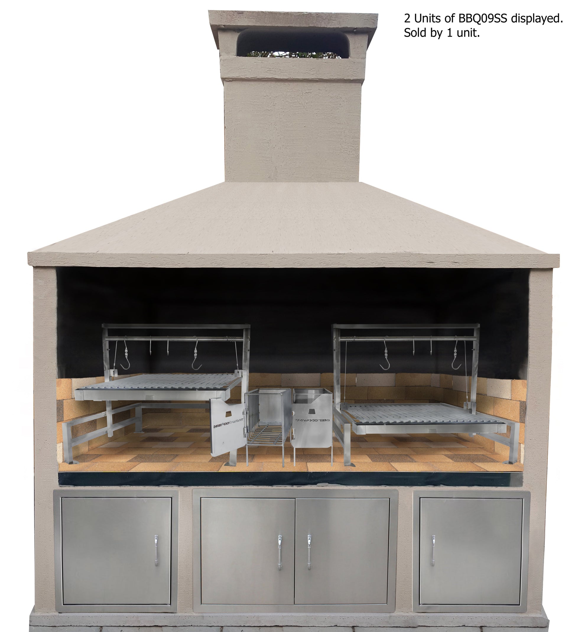 Tagwood BBQ Insert Style Argentine Santa Maria Wood Fire & Charcoal Gaucho Grill Without Firebricks - BBQ09SSFRONT