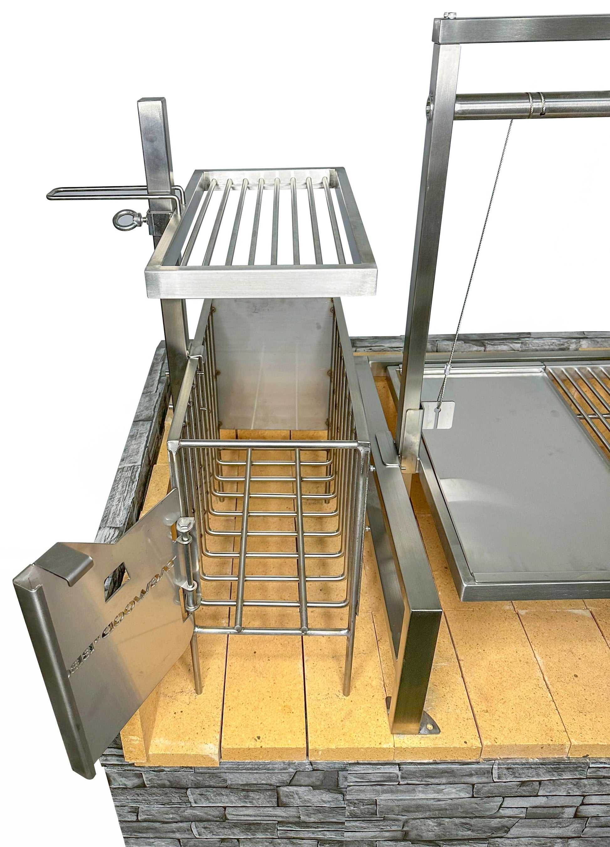 Tagwood BBQ Insert Style Argentine Santa Maria Wood Fire & Charcoal Gaucho Grill Without Firebricks - BBQ09SSFRONT