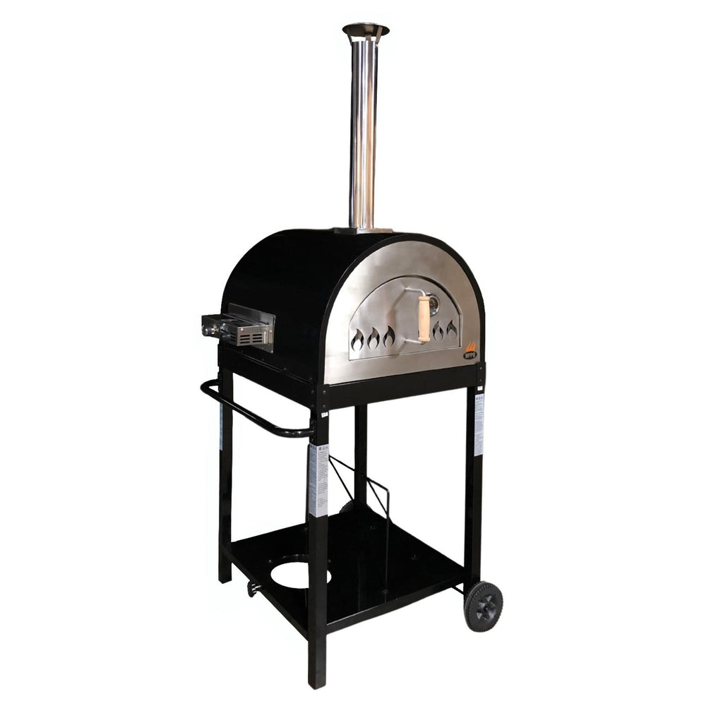 Horno de pizza tradicional WPPO de 25 pulgadas con doble combustible y accesorio de gas (leña y gas)