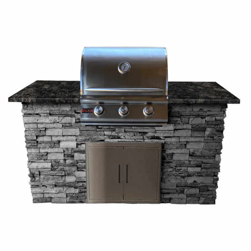 5-feet Outdoor Kitchen Island with Blaze LBM 25" Gas Grill and Double Access Door with Soft Close