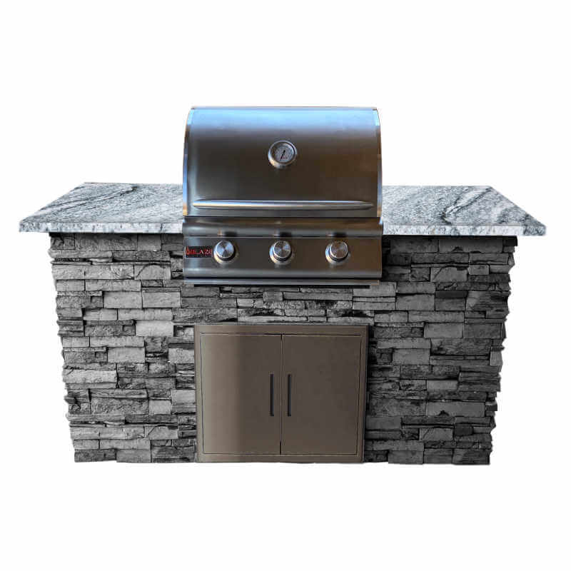 Isla de cocina exterior de 1,5 m con parrilla a gas Blaze LBM de 63 cm y puerta de acceso doble con cierre suave 