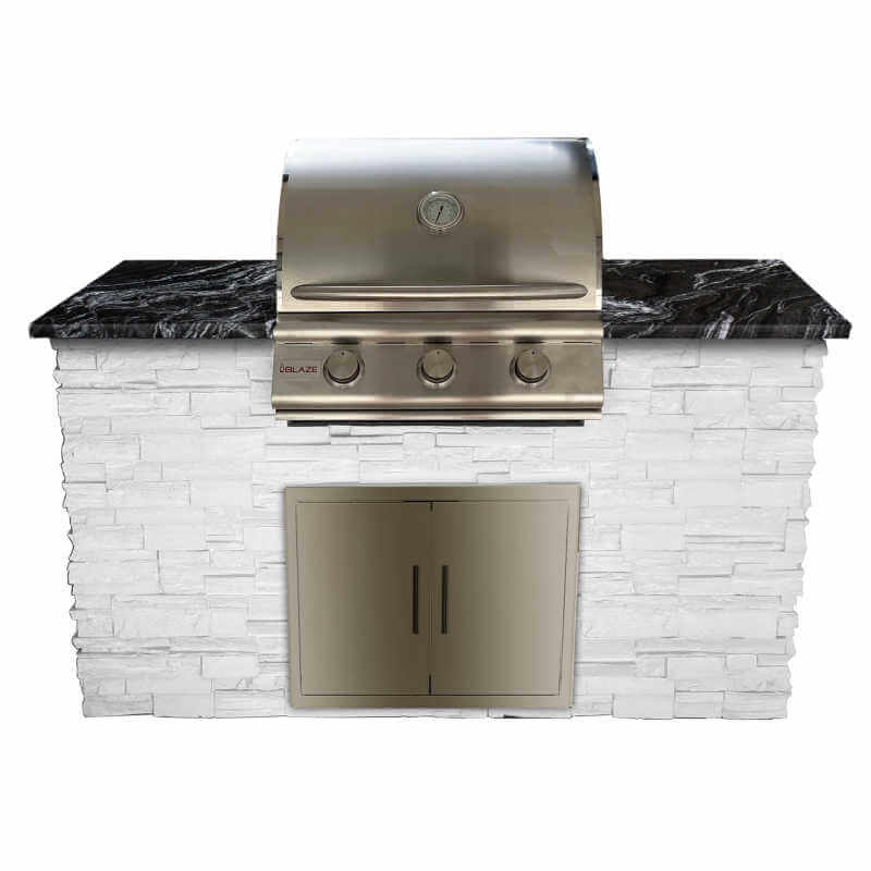 5-feet Outdoor Kitchen Island with Blaze LBM 25" Gas Grill and Double Access Door with Soft Close