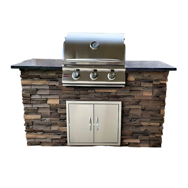 5-feet Outdoor Kitchen Island with Blaze LBM 25" Gas Grill and Double Access Door with Soft Close