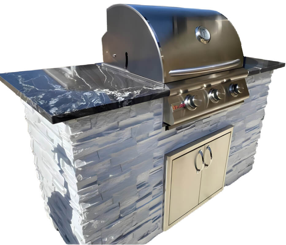 5-feet Outdoor Kitchen Island with Blaze LBM 25" Gas Grill and Double Access Door with Soft Close