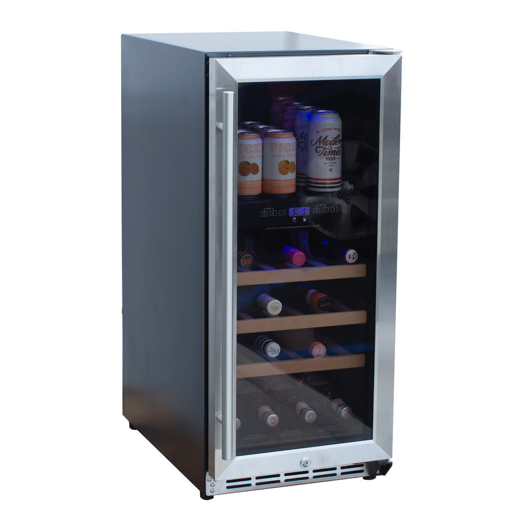 TrueFlame 15-Inch 3.2 Cu. Ft. Outdoor Rated Dual Zone Wine Cooler (AMD-RFR-15WD)