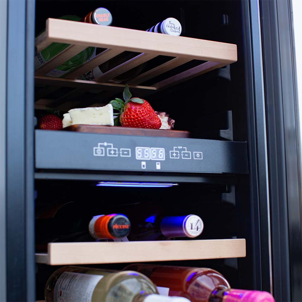 TrueFlame 15-Inch 3.2 Cu. Ft. Outdoor Rated Dual Zone Wine Cooler (AMD-RFR-15WD)