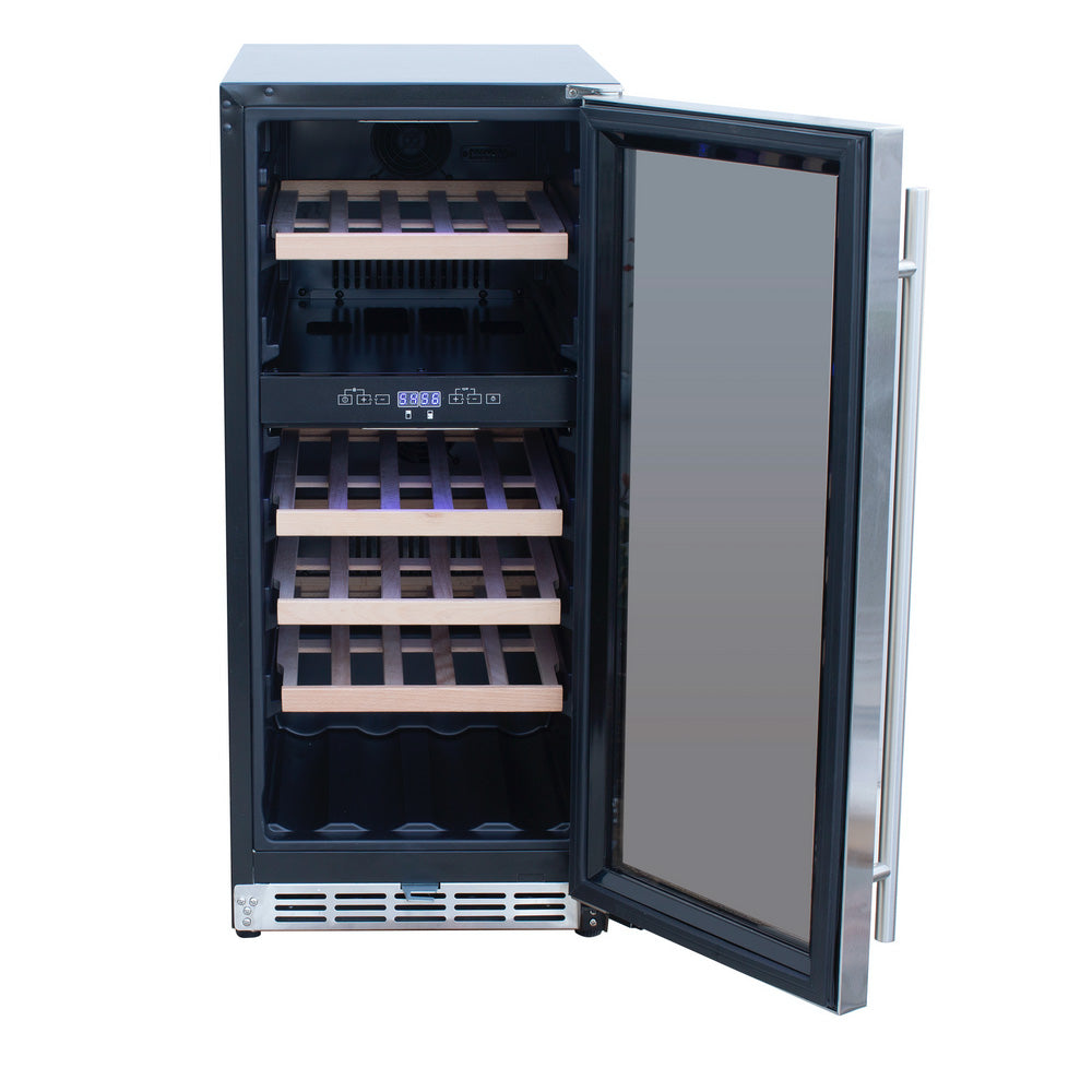 TrueFlame 15-Inch 3.2 Cu. Ft. Outdoor Rated Dual Zone Wine Cooler (AMD-RFR-15WD)