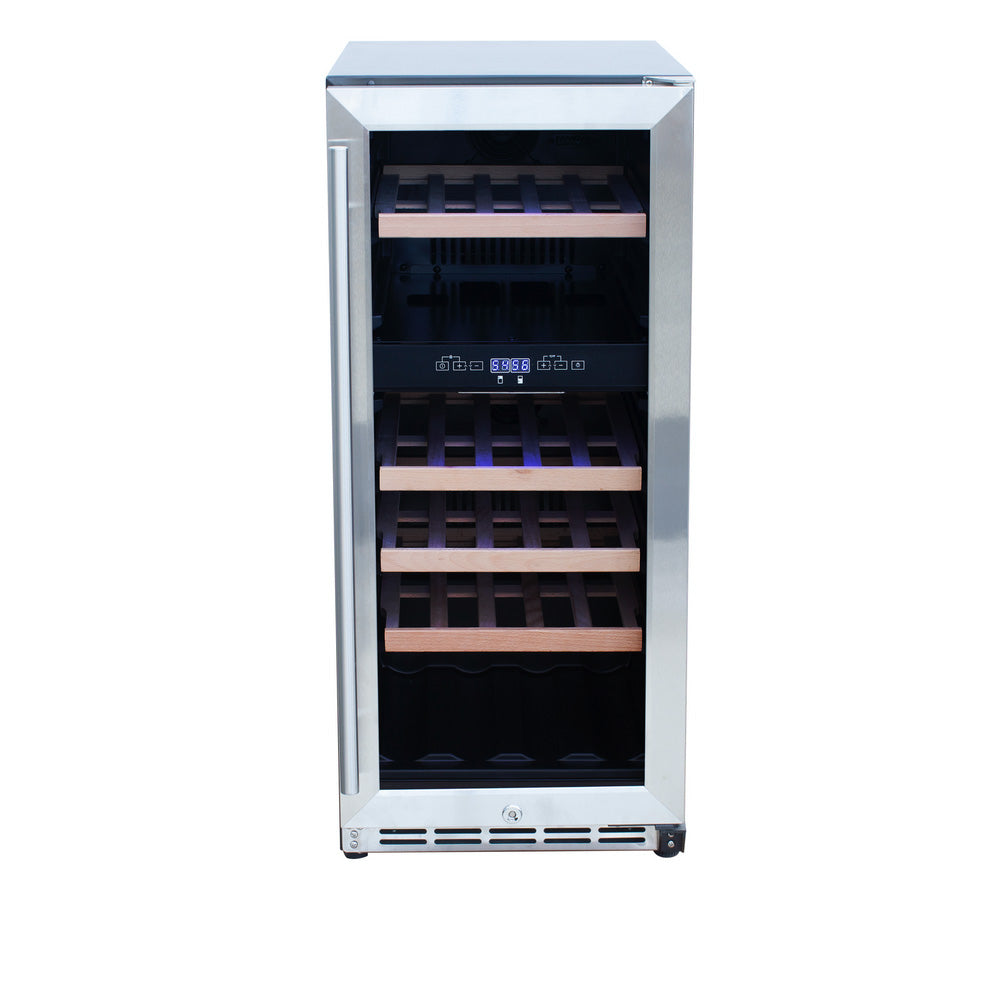 TrueFlame 15-Inch 3.2 Cu. Ft. Outdoor Rated Dual Zone Wine Cooler (AMD-RFR-15WD)