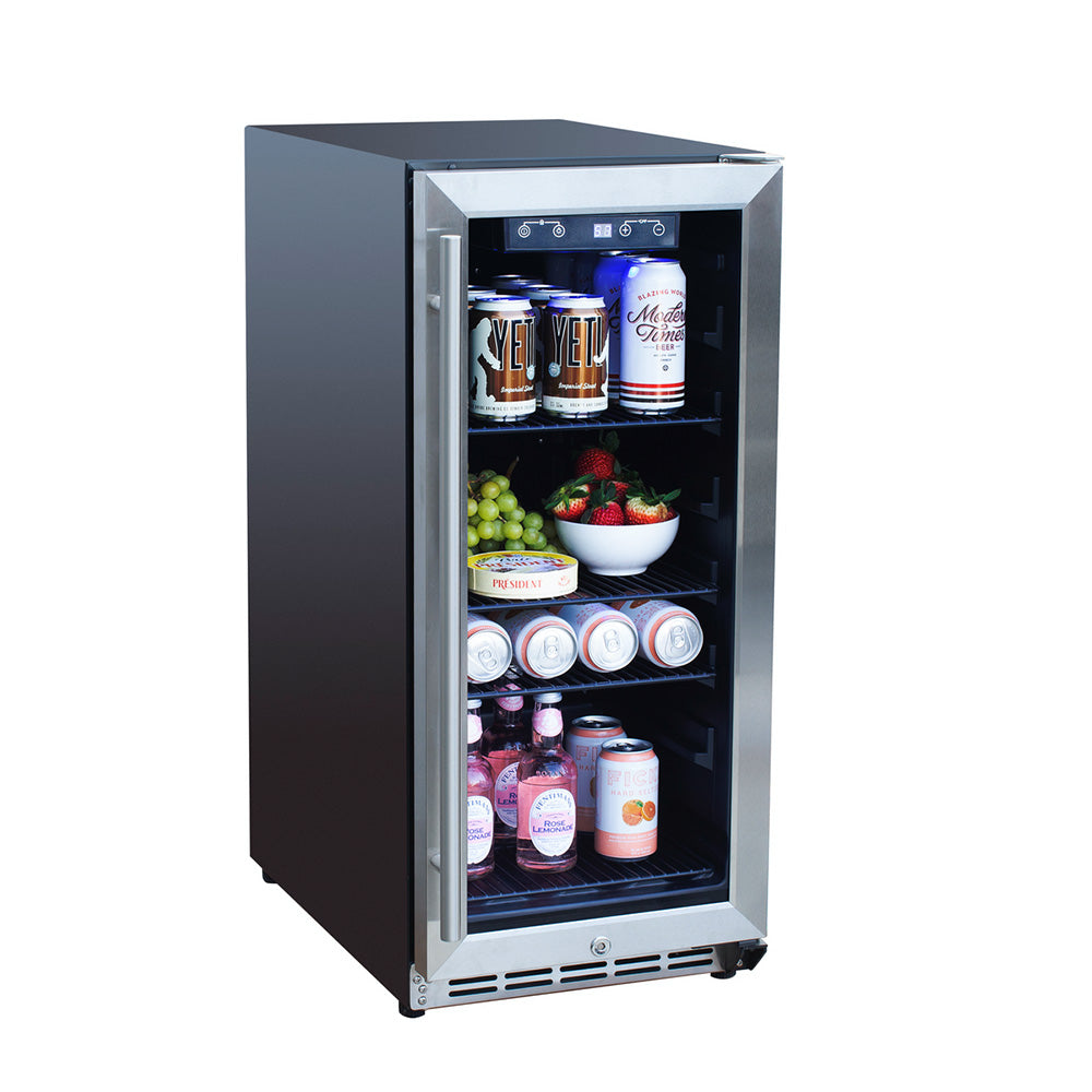 TrueFlame 15-Inch 3.2 Cu. Ft. Outdoor Fridge with Glass Door (AMD-RFR-15G)