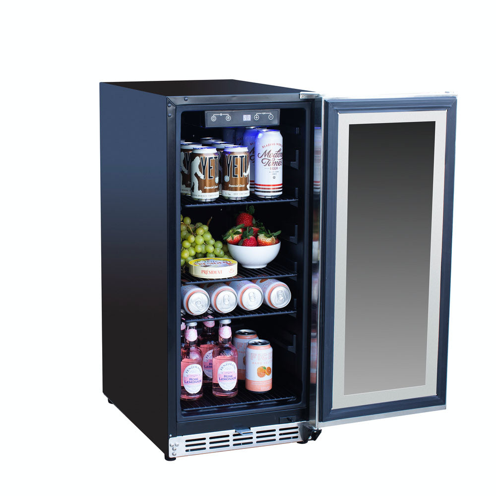 TrueFlame 15-Inch 3.2 Cu. Ft. Outdoor Fridge with Glass Door (AMD-RFR-15G)