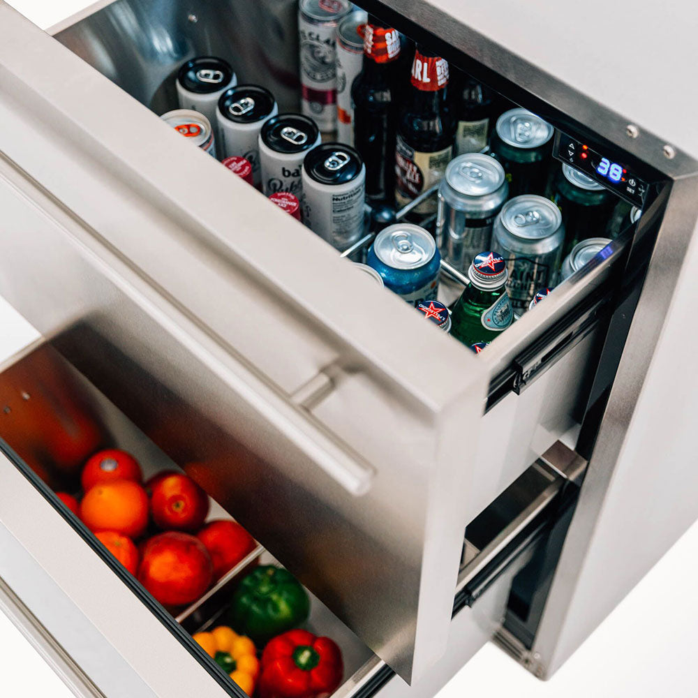 TrueFlame 24-Inch 5.0 Cu. Ft. Outdoor Rated 2-Drawer Fridge with Lock (AMD-RFR-24DR2-A)