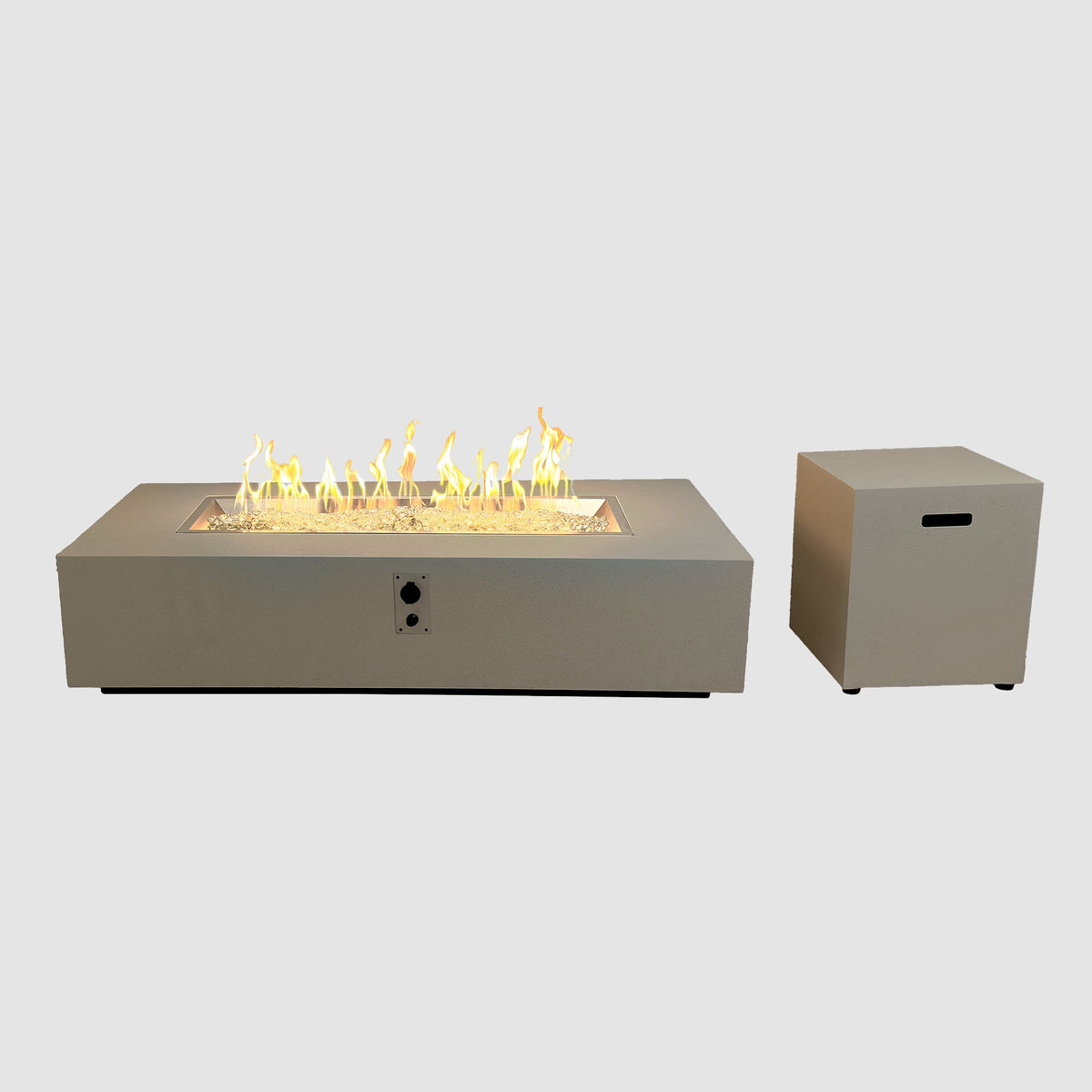 Vosera 60 x 14 Linear Gas Fire Pit Table with end table in Latte