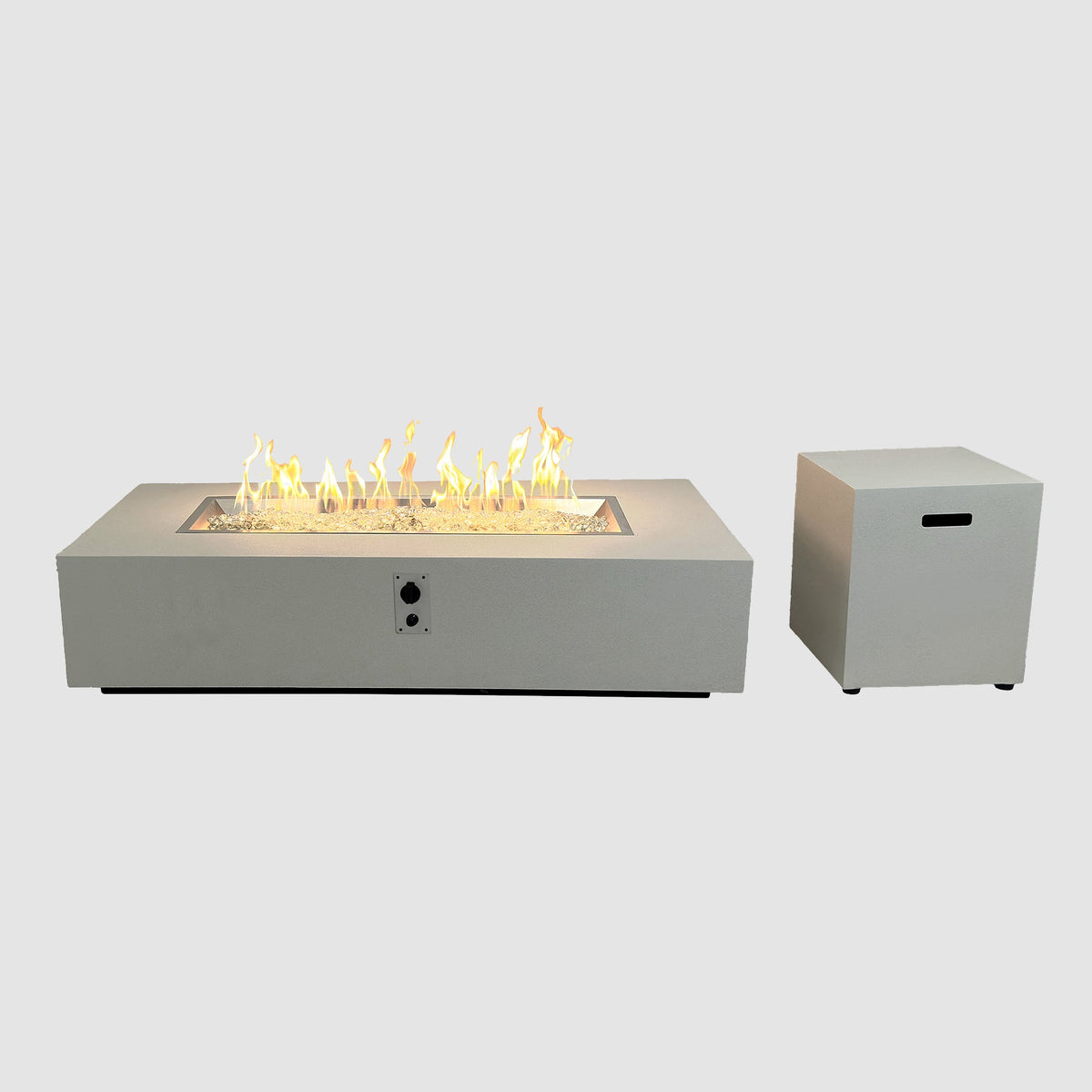Vosera 60 x 14 Linear Gas Fire Pit Table with end table in Natural Grey