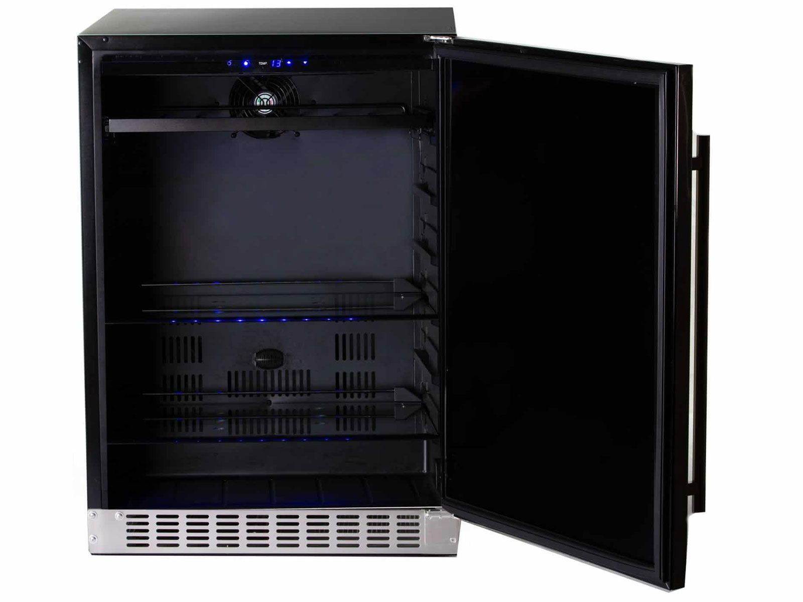 Isla de cocina al aire libre Haven de 8 pies con parrilla de pellets Coyote de 36 pulgadas, cajón de almacenamiento individual, centro de basura y refrigerador de 24 pulgadas - negro cepillado 