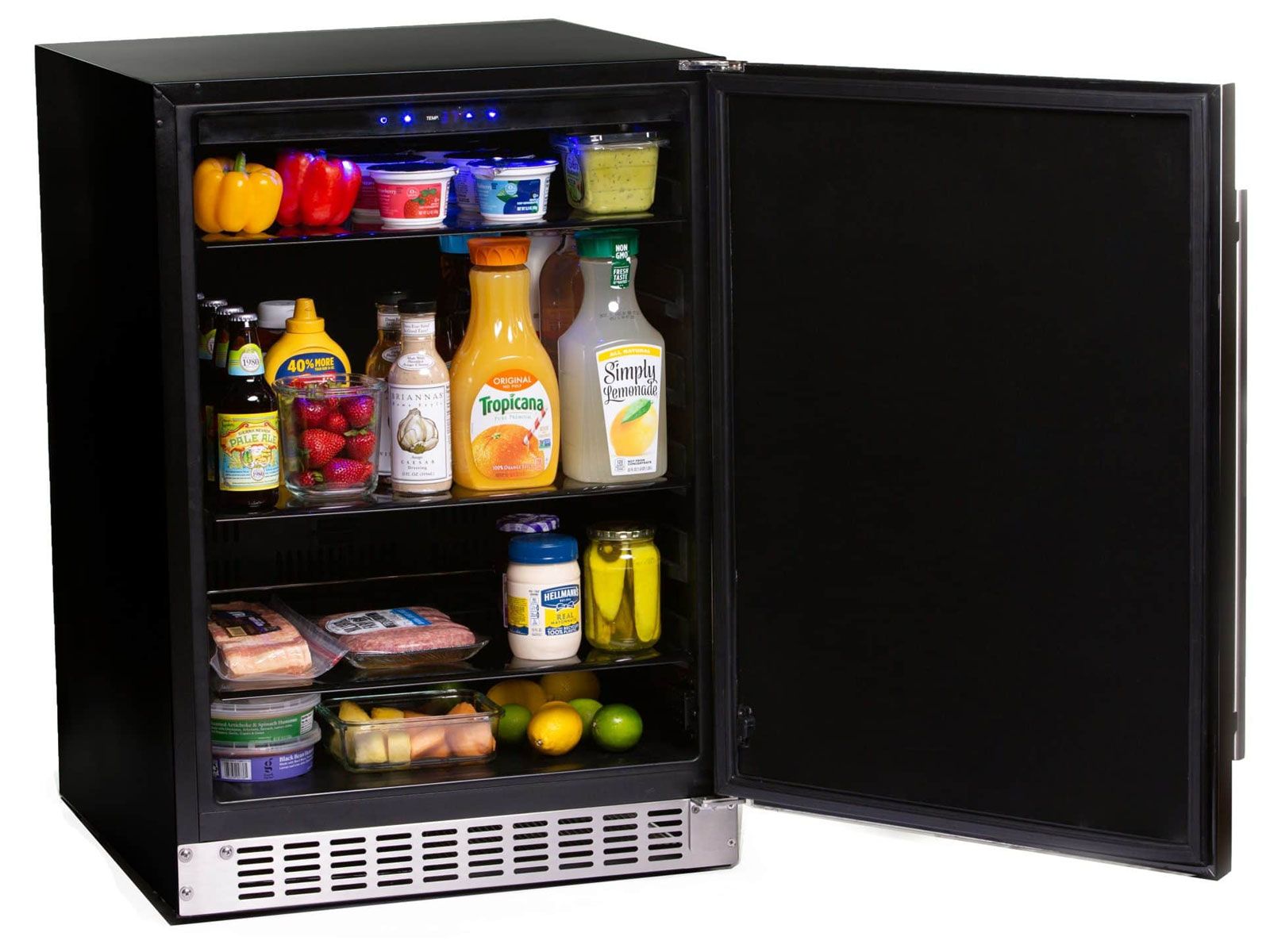haven 6 ft. outdoor kitchen island w/ coyote c-series 30-inch grill, 31" dry pantry & 24" refrigerator - brushed black
