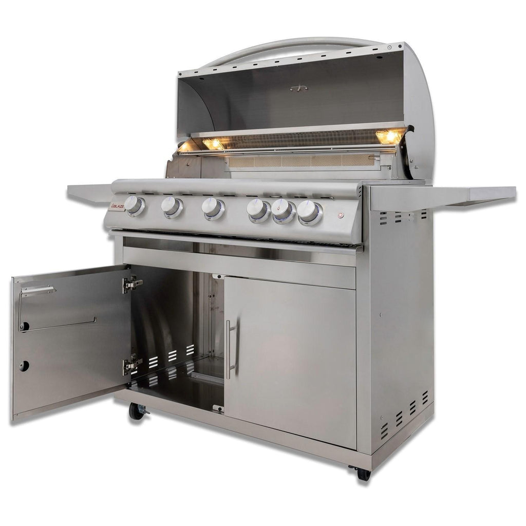 Blaze LTE+ 40-Inch 5-Burner Freestanding Gas Grill w/ Lift-Assist Hood and Rear Infrared Burner (BLZ-5LTE3+CART)