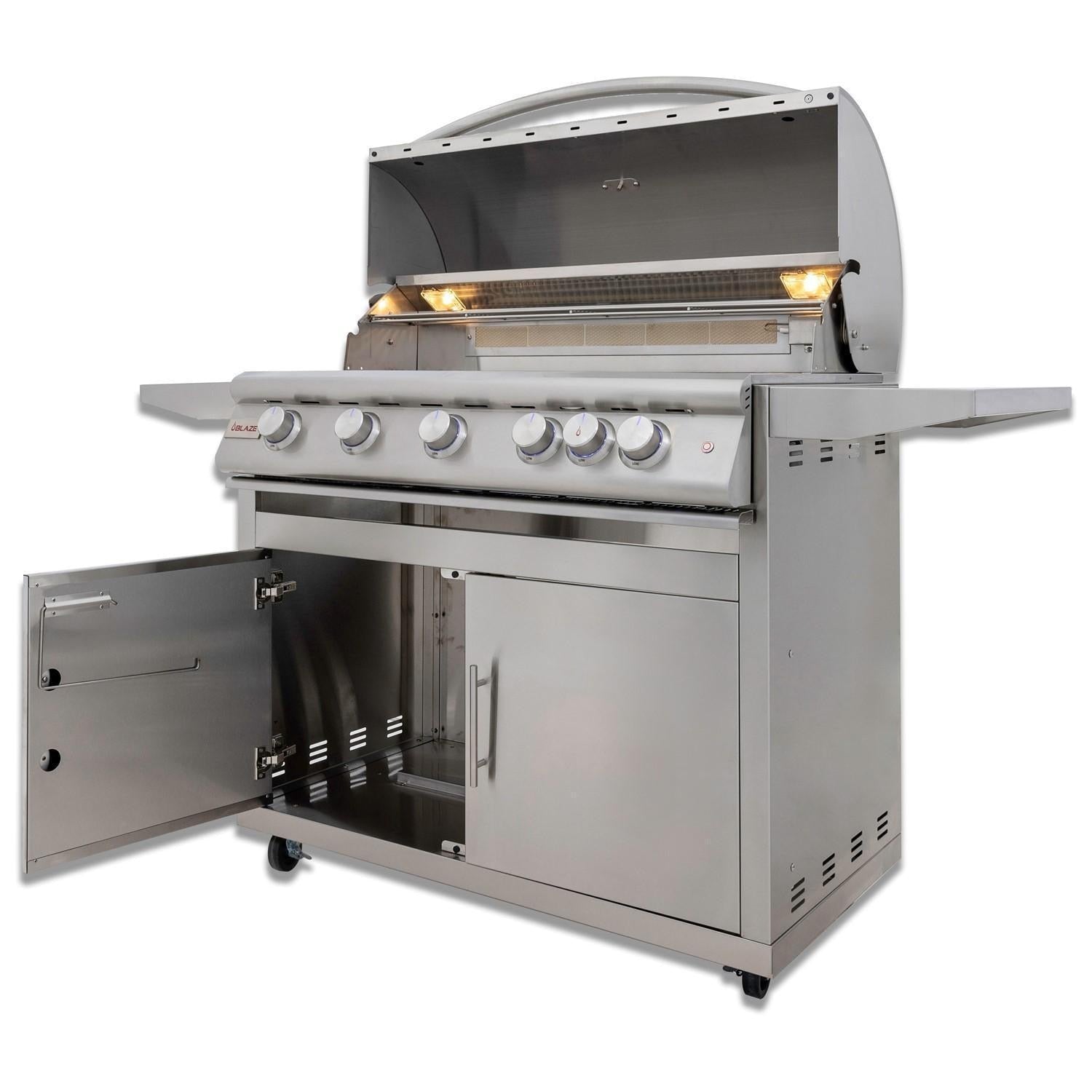 Blaze LTE+ 40-Inch 5-Burner Freestanding Gas Grill w/ Lift-Assist Hood and Rear Infrared Burner (BLZ-5LTE3+CART)