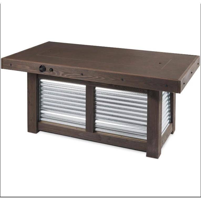Denali Brew 57-Inch Rectangular Wood-Burning Natural Gas Fire Pit Table in Brown